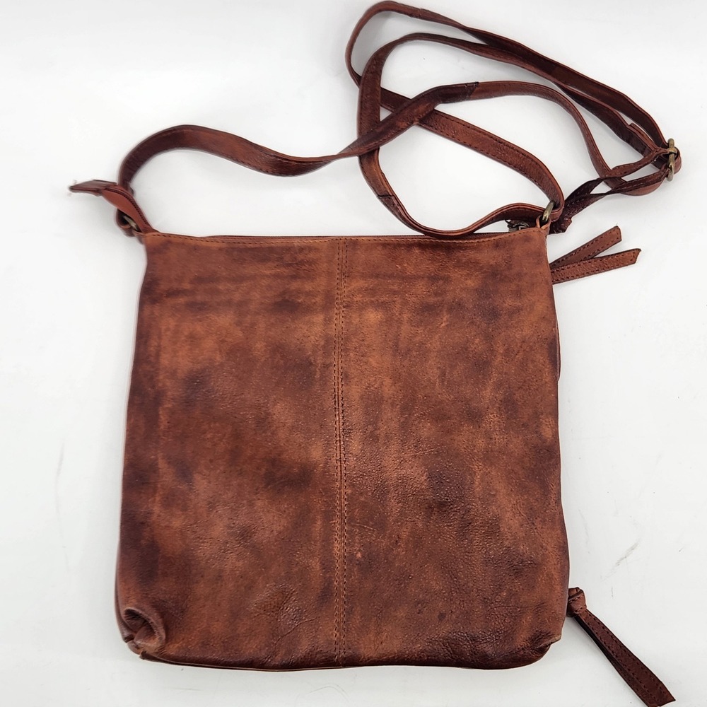 Estalon Crossbody Bag Brown Genuine Leather Adjustable Strap Messenger Purse - Picture 3 of 9